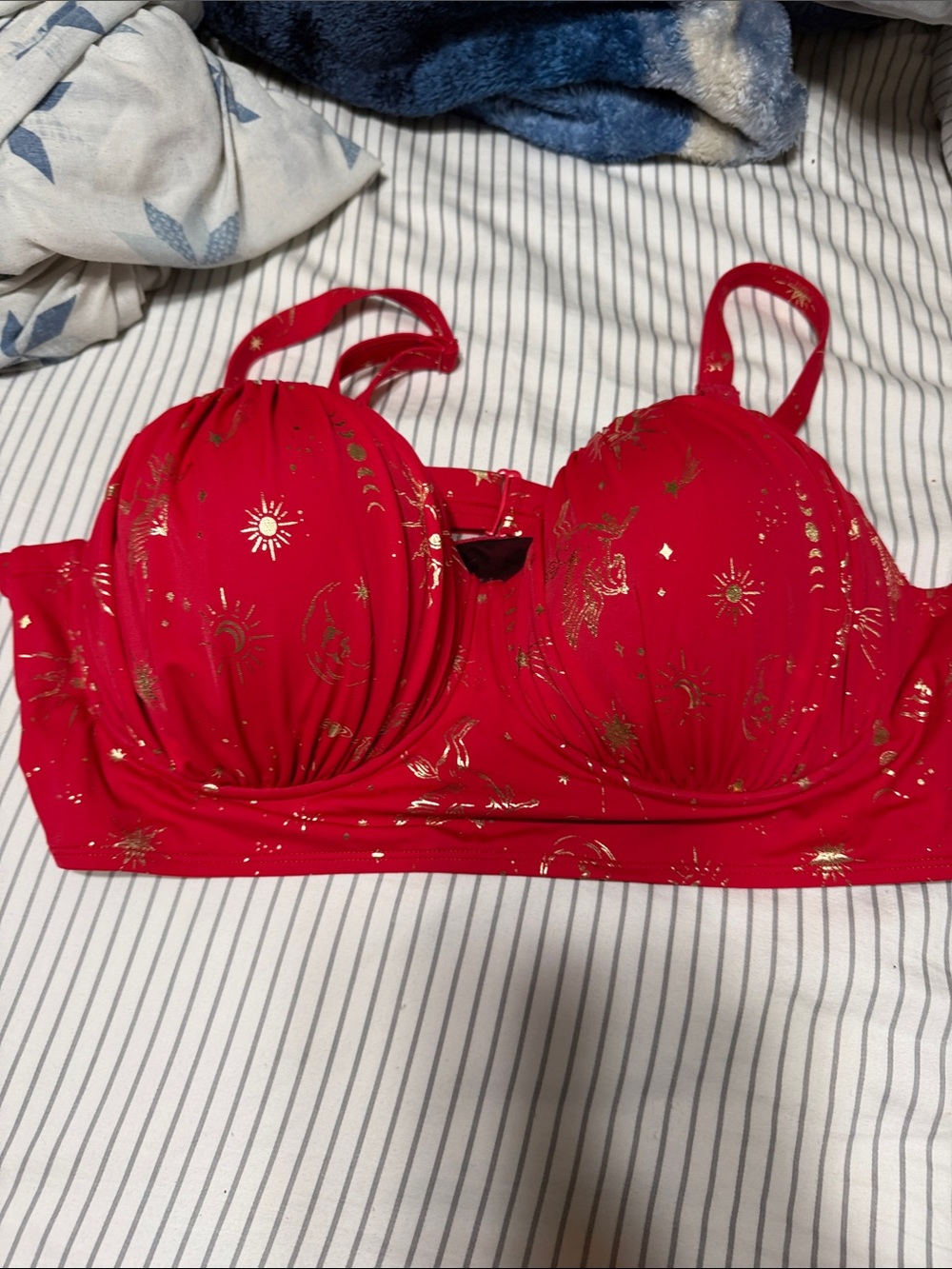 Size 2 Red and Gold Celestial Swim Top - Torrid